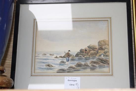 19th century English School, four watercolours, Indian study of a bungalow with annotations verso; Miss Louisa Her Picnic; Study from